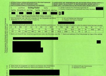 Die Grüne Karte - Die Versicherungskarte für alle Fahrzeuge
